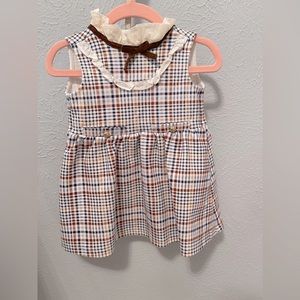PLAID RIBBON COLLAR PONTE DRESS